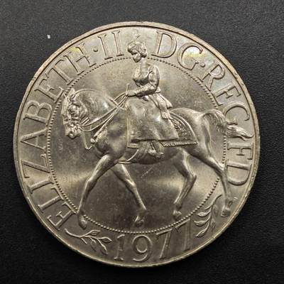 【淘币小摊】实时拍第八百八十六拍   散币场    每周一统一发货 - 英国1977年女王登基银禧克朗纪念币