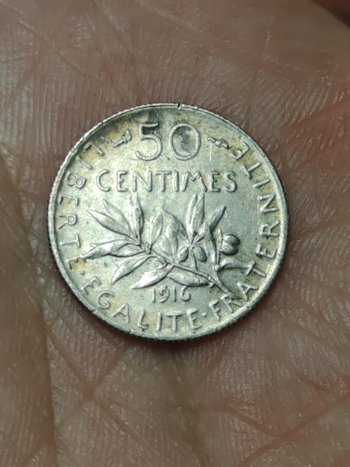 2026年第三十九场(总第二百零八场）外国好品散币场(免佣金) 法兰西第三共和国1916年50生丁银币(第二版，835高银)