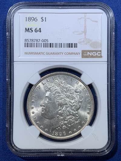 《竞宝斋》第476场 周日，周一 2场连拍 （全场包邮）欢迎送拍 - NGC MS64 美国 1896年 摩根1美圆 银币