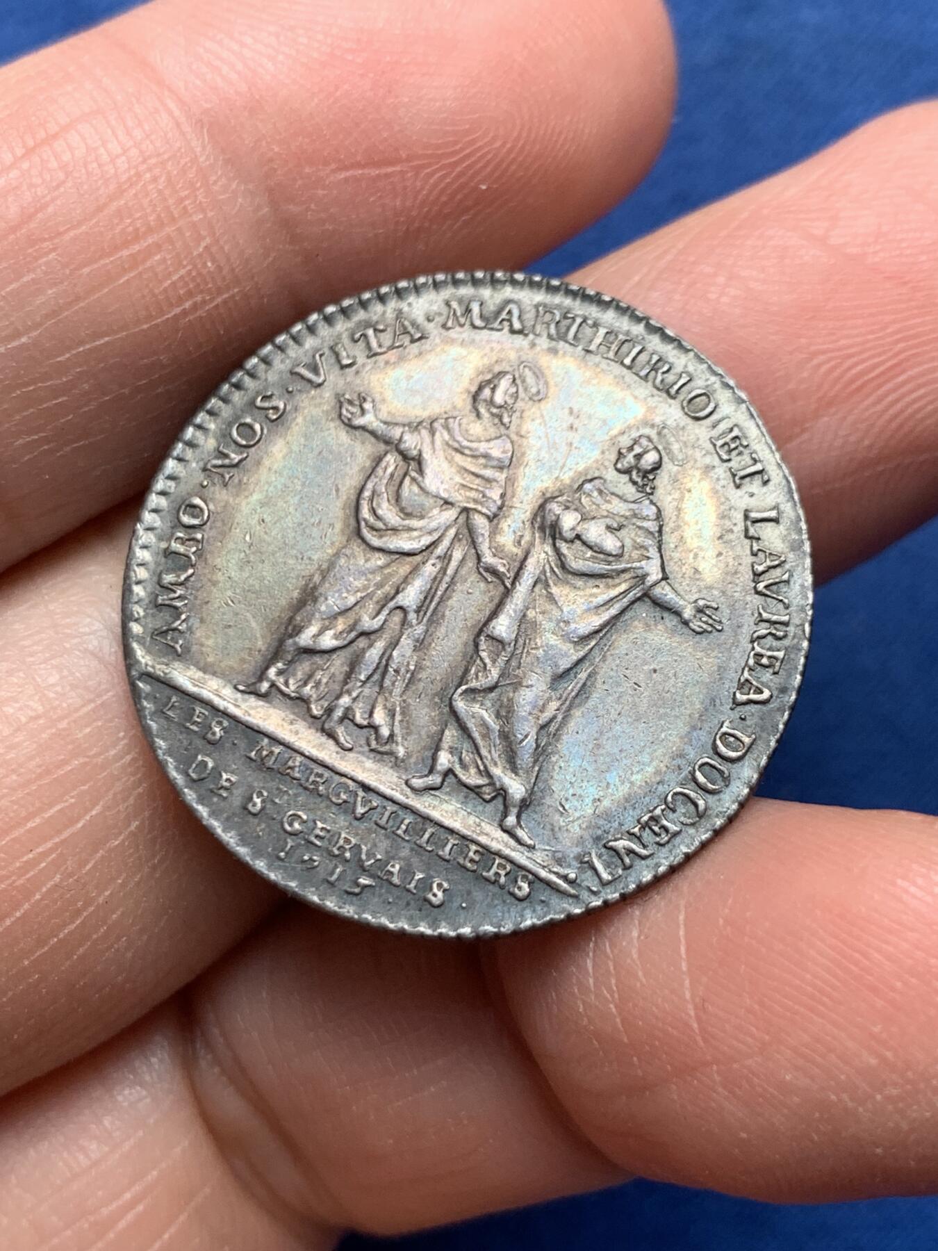 《竞宝斋》第476场 周日，周一 2场连拍 （全场包邮）欢迎送拍 法国圣热尔韦和圣普罗泰教堂银质代币，7.4g，28.3mm