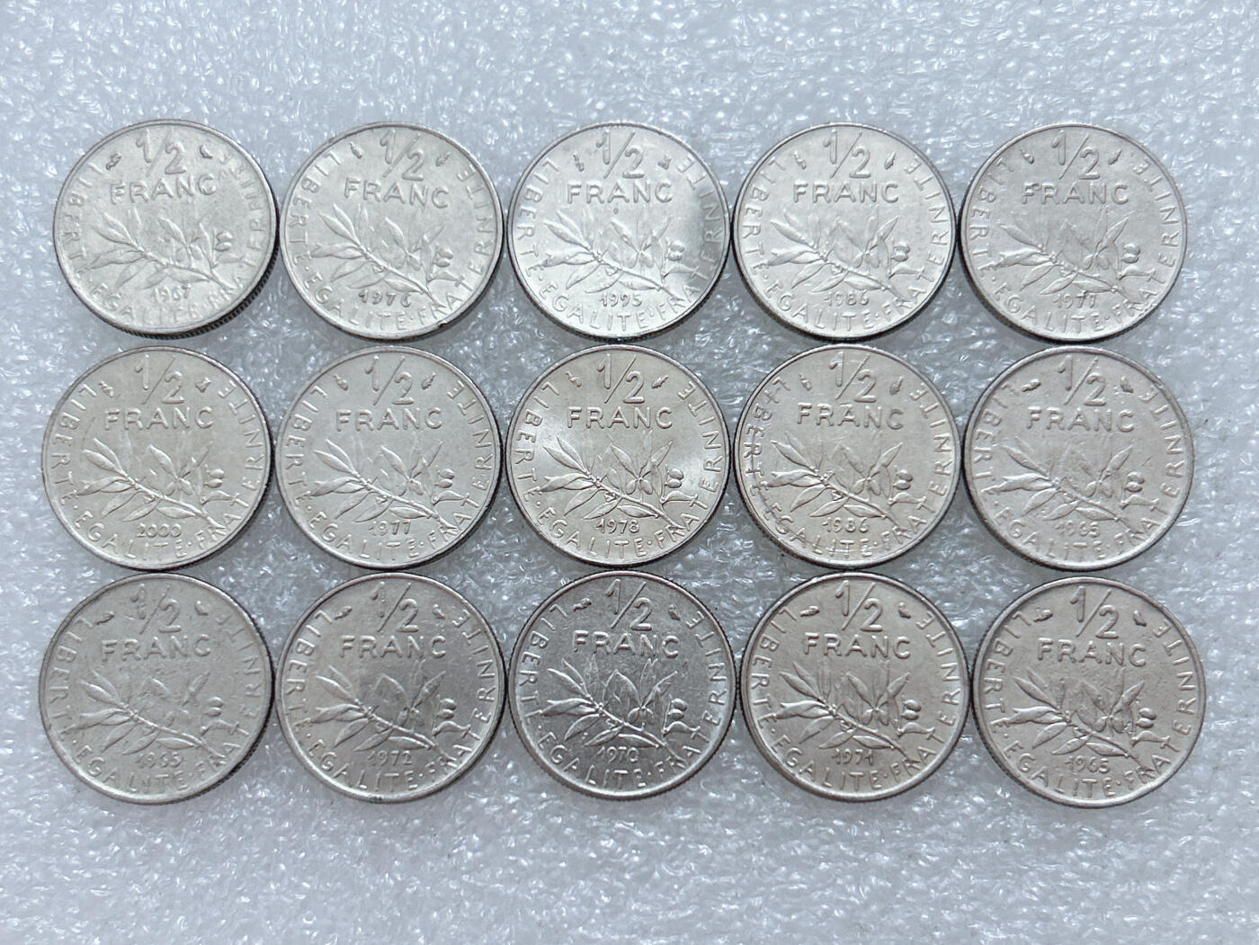 第一海外回流一元起拍收藏 散集专场  第310期 法国1/2法郎硬币 15枚