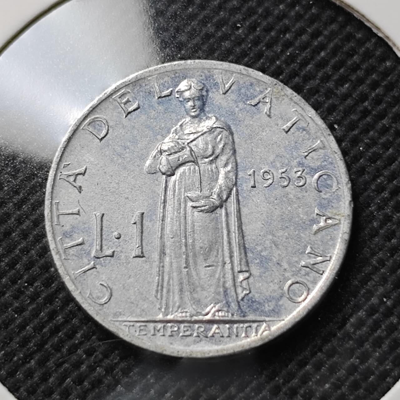 KK钱币收藏小铺  第412期 2月预留时间 周末发货 1953梵蒂冈1里拉 