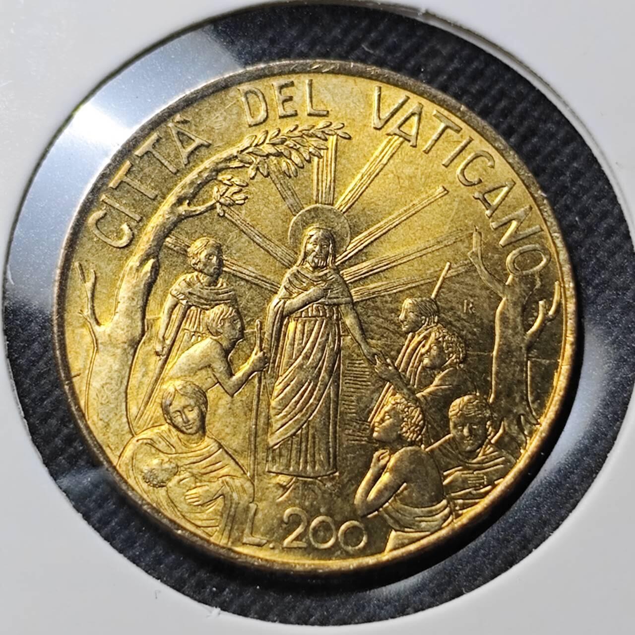 KK钱币收藏小铺  第412期 2月预留时间 周末发货 梵蒂冈200里拉 好品