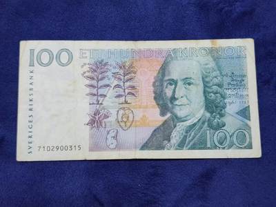 3月29号晚上8点 外国纸币自动截拍第48场 - 瑞典老版100原票。大头水印