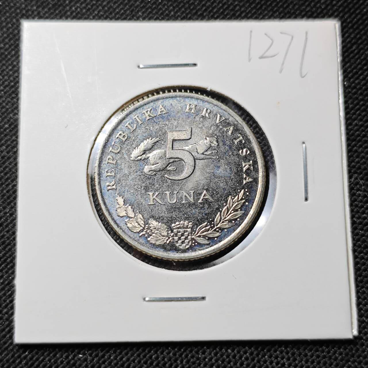 KK钱币收藏小铺  第412期 2月预留时间 周末发货 1994克罗地亚5库纳 偶年份少见