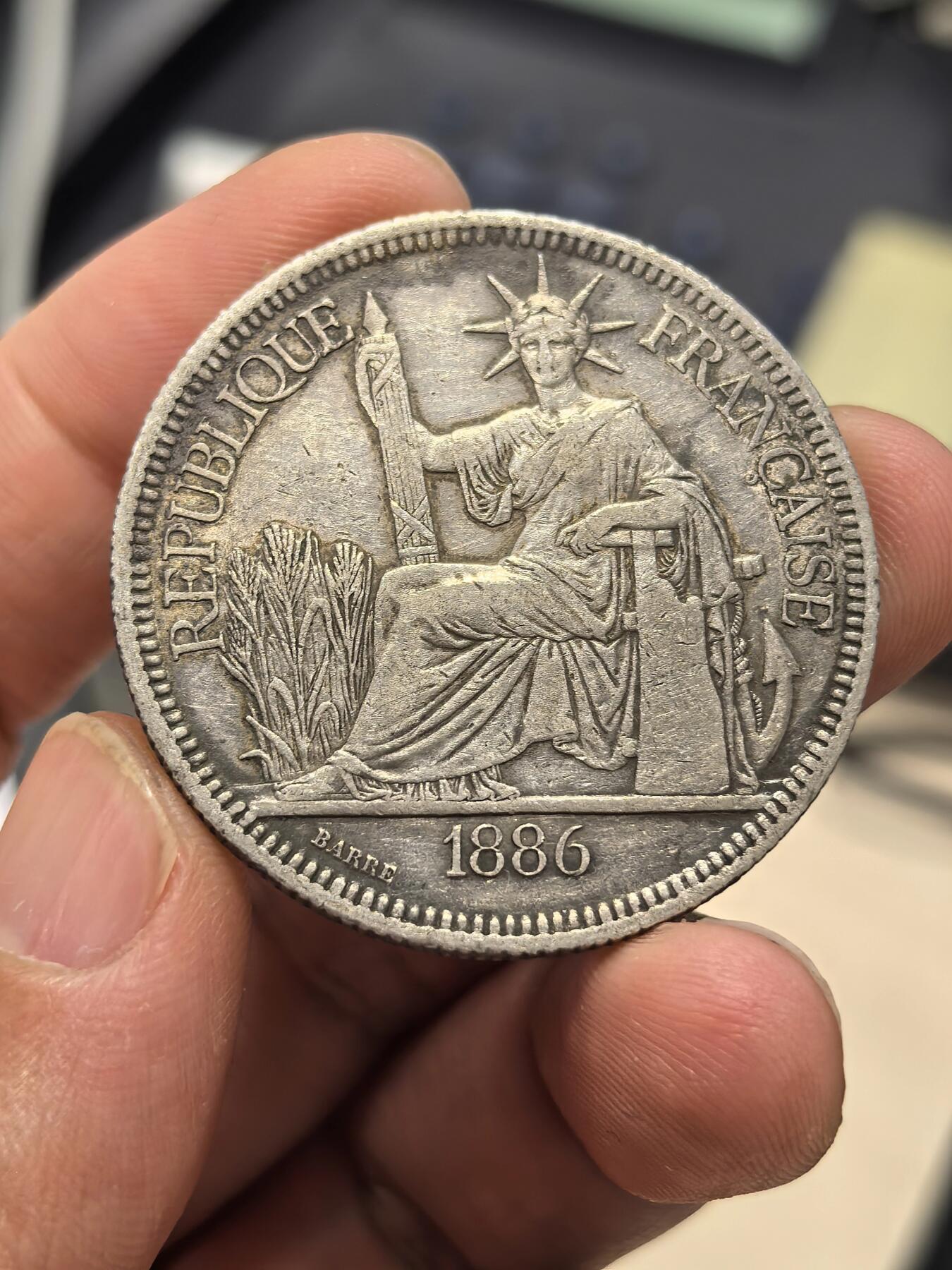 博洋堂世界钱币拍卖第167期（全场包邮） 法属印支1886年加重坐洋银币