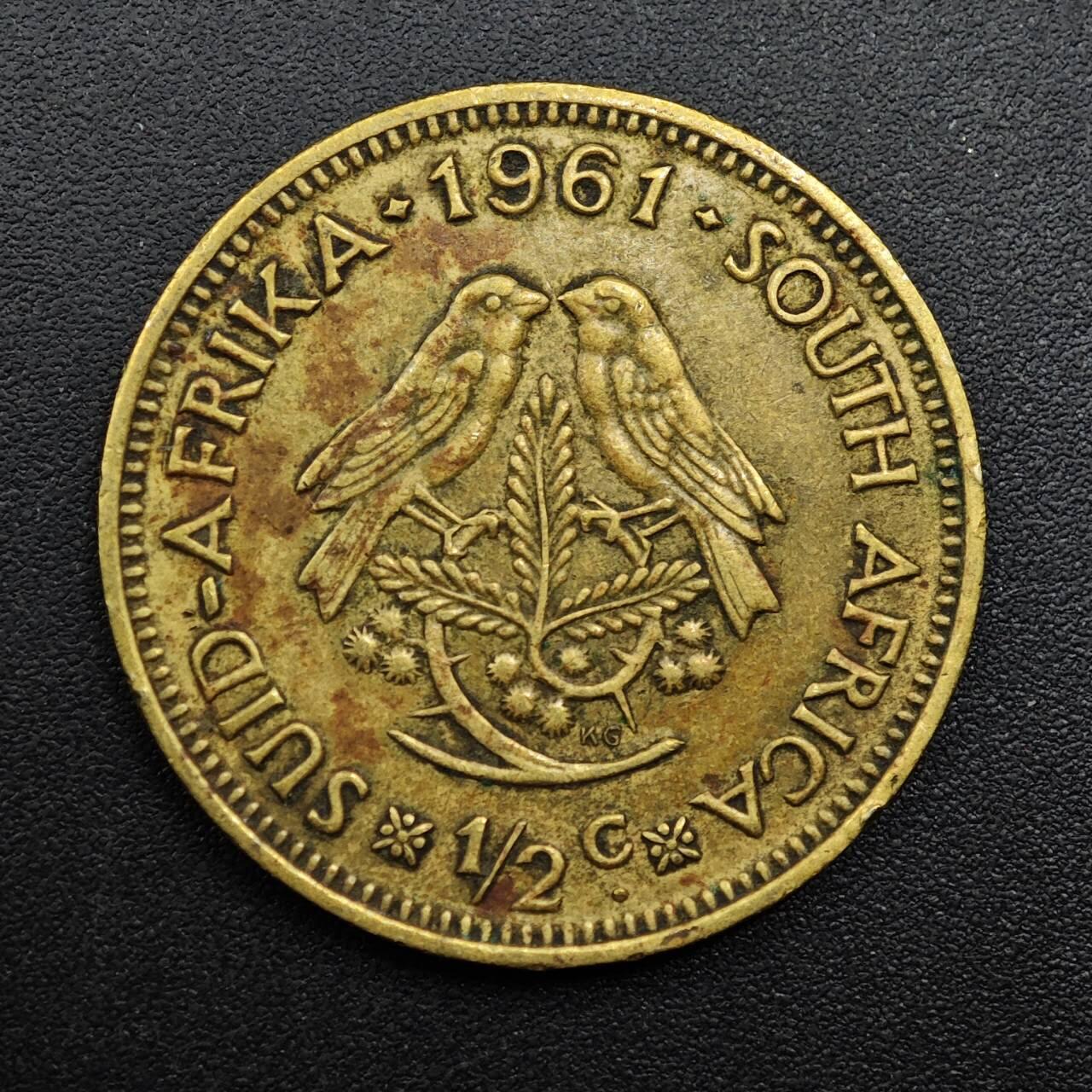 【淘币小摊】实时拍第八百八十六拍   散币场    每周一统一发货 南非1961年1/2分铜币