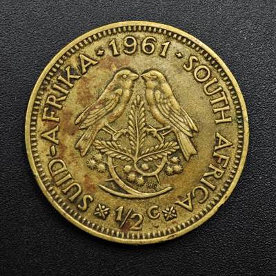 【淘币小摊】实时拍第八百八十六拍   散币场    每周一统一发货 - 南非1961年1/2分铜币