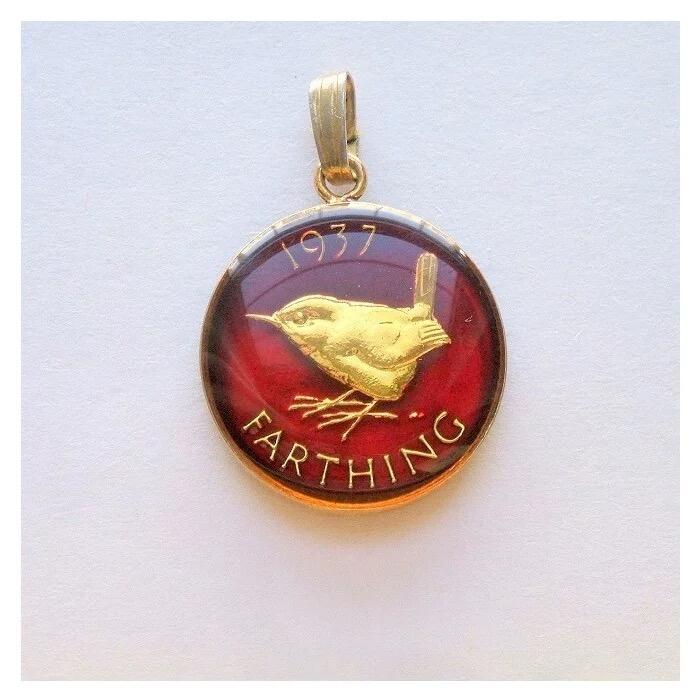 纯手工 英国1937年 乔治六世 珐琅彩镀金高浮雕精制币章吊坠 20MM