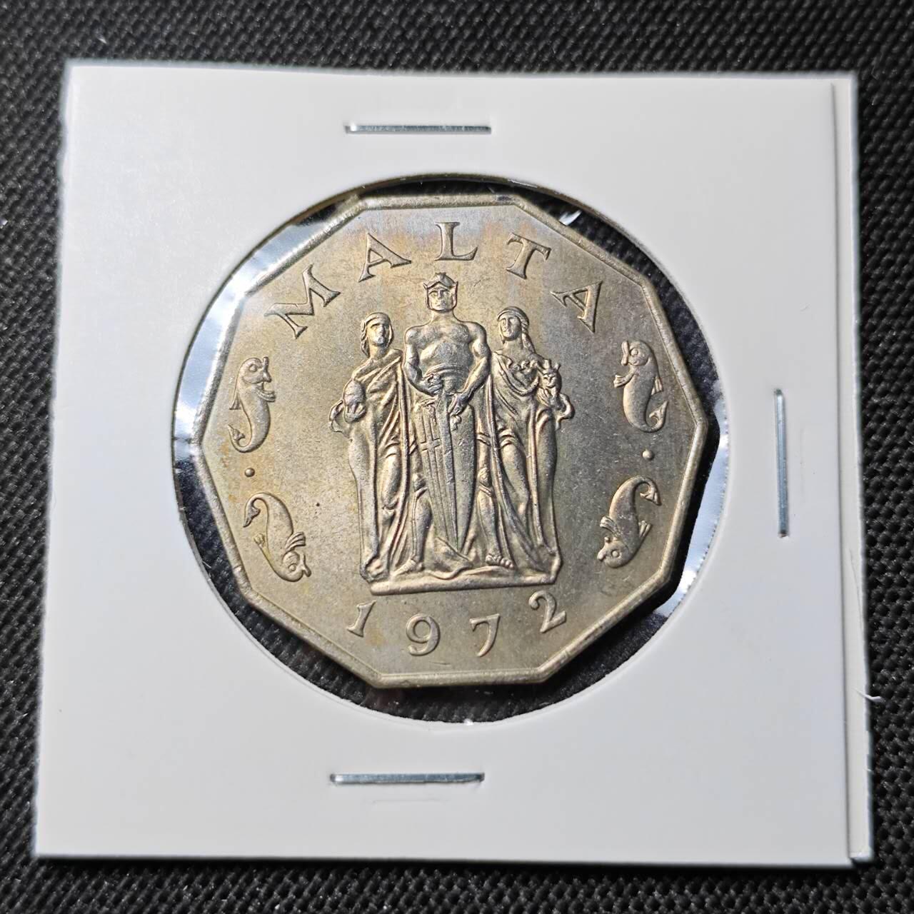 KK钱币收藏小铺  第412期 2月预留时间 周末发货 1972马耳他50分 好品