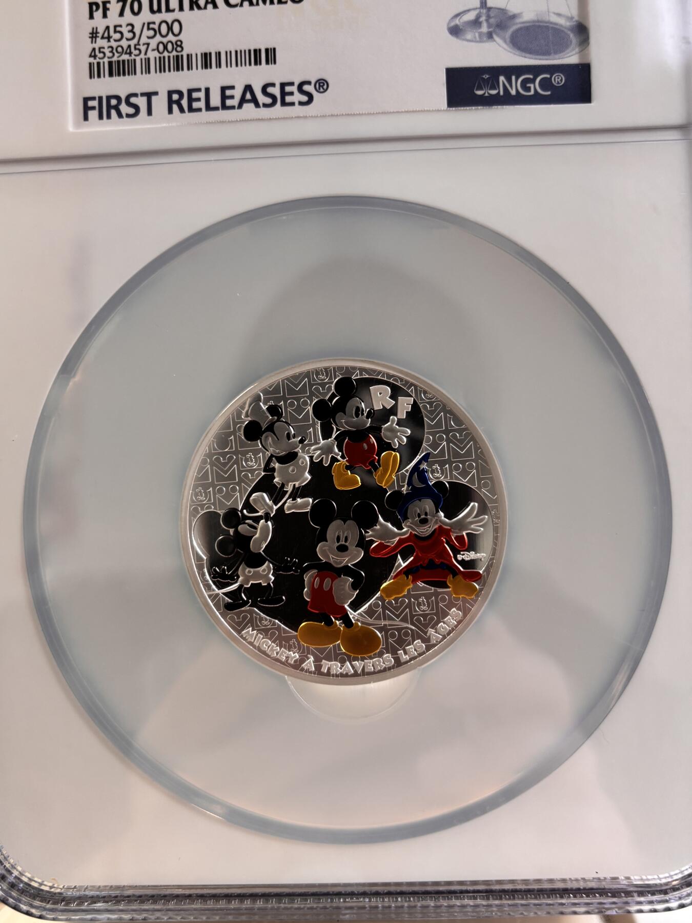 第196期拍卖 法国2016年迪斯尼米老鼠米奇5盎司加厚纪念彩银币NGC-PF70首期，950银