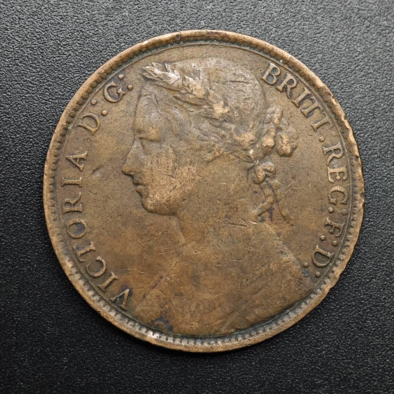 【淘币小摊】实时拍第八百八十六拍   散币场    每周一统一发货 英国1877年维多利亚一便士铜币