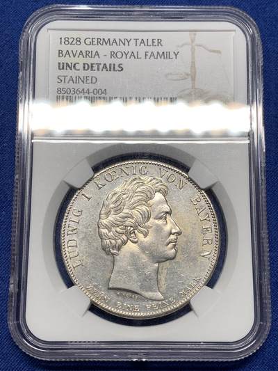 《竞宝斋》第476场 周日，周一 2场连拍 （全场包邮）欢迎送拍 - NGC UNC 德意志巴伐利亚王国1828年天堂赐予皇室家族的祝福1泰勒大银币 细节底板都不错 性价比之选