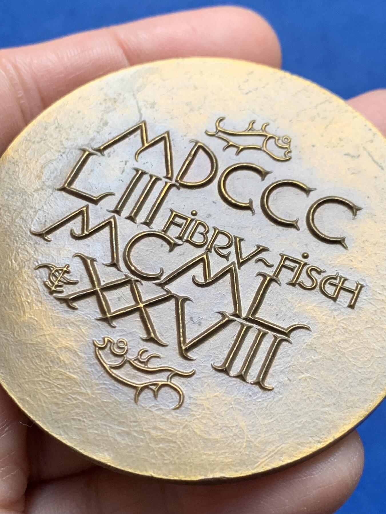 《竞宝斋》第476场 周日，周一 2场连拍 （全场包邮）欢迎送拍 比利时铜章 1978年 FIBRU-FISCH铸造厂始于1853年 直径59.8mm 重量88.05g