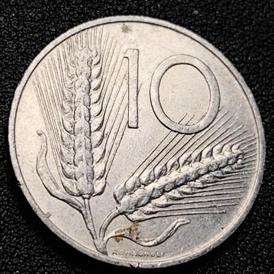 泉币菌-第218场-拍品多 请提前出价 -  1974年 意大利10里拉铝币 麦穗古犁 23.2mm