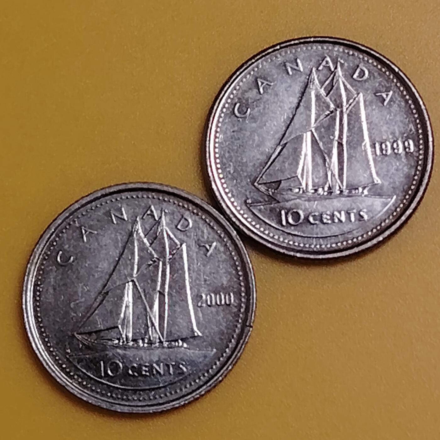 布加迪🐬～世界钱币(上海)🌾第 286 期 /  各国套币和散币 加拿大🇨🇦 5分2枚