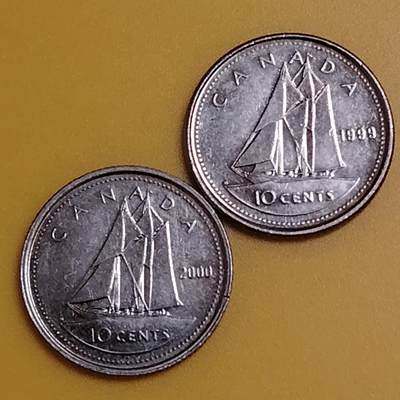 布加迪🐬～世界钱币(上海)🌾第 286 期 /  各国套币和散币 - 加拿大🇨🇦 5分2枚