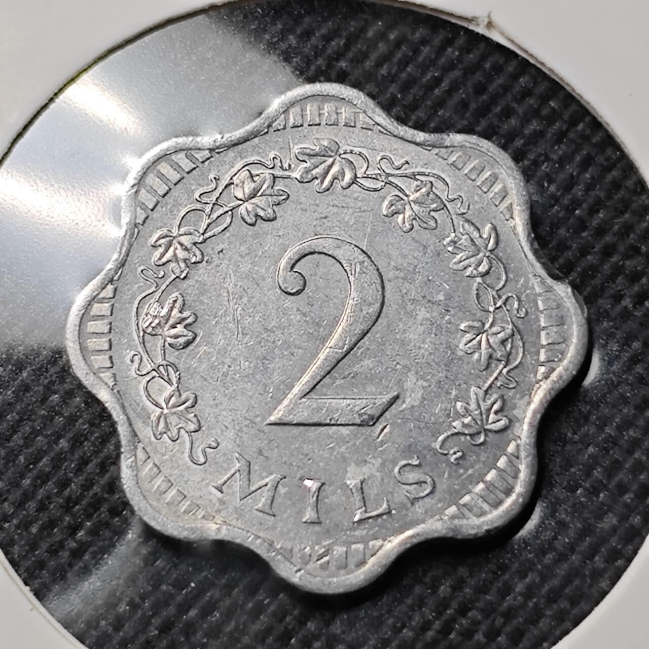 KK钱币收藏小铺  第412期 2月预留时间 周末发货 1972马耳他2米尔 