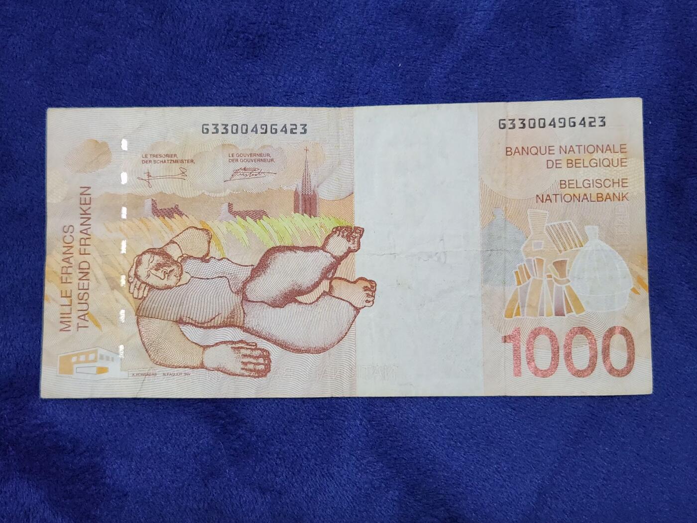 3月29号晚上8点 外国纸币自动截拍第48场 比利时1000原票美品