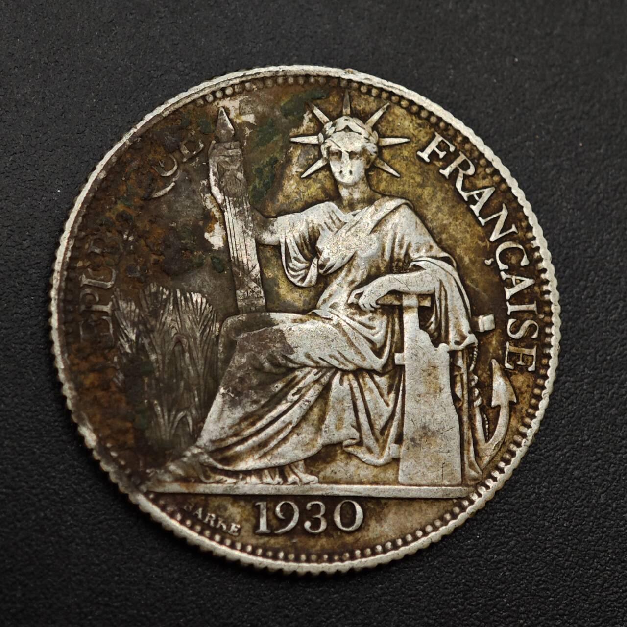 【淘币小摊】实时拍第八百八十五拍   小银币场    每周一统一发货 法属印支1930年坐洋20分银币