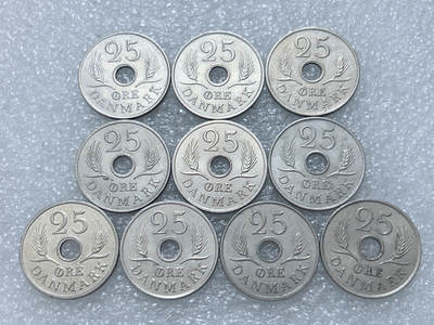 第一海外回流一元起拍收藏 散集专场  第310期 - 丹麦25欧尔硬币 10枚 原光好品