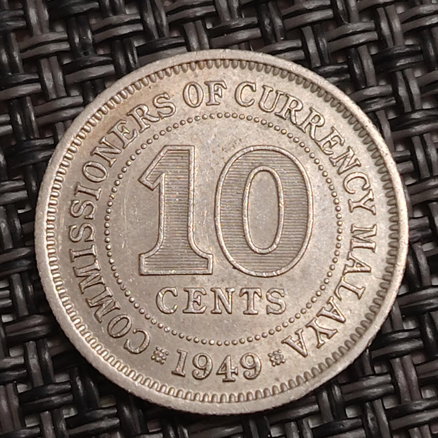 布加迪🐬～世界钱币(上海)🌾第 284 期 /  各国套币和散币 马来亚 1949年 10分 乔治六世头像