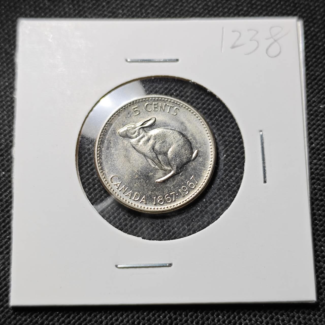 KK钱币收藏小铺  第412期 2月预留时间 周末发货 1967加拿大5分 纪念币