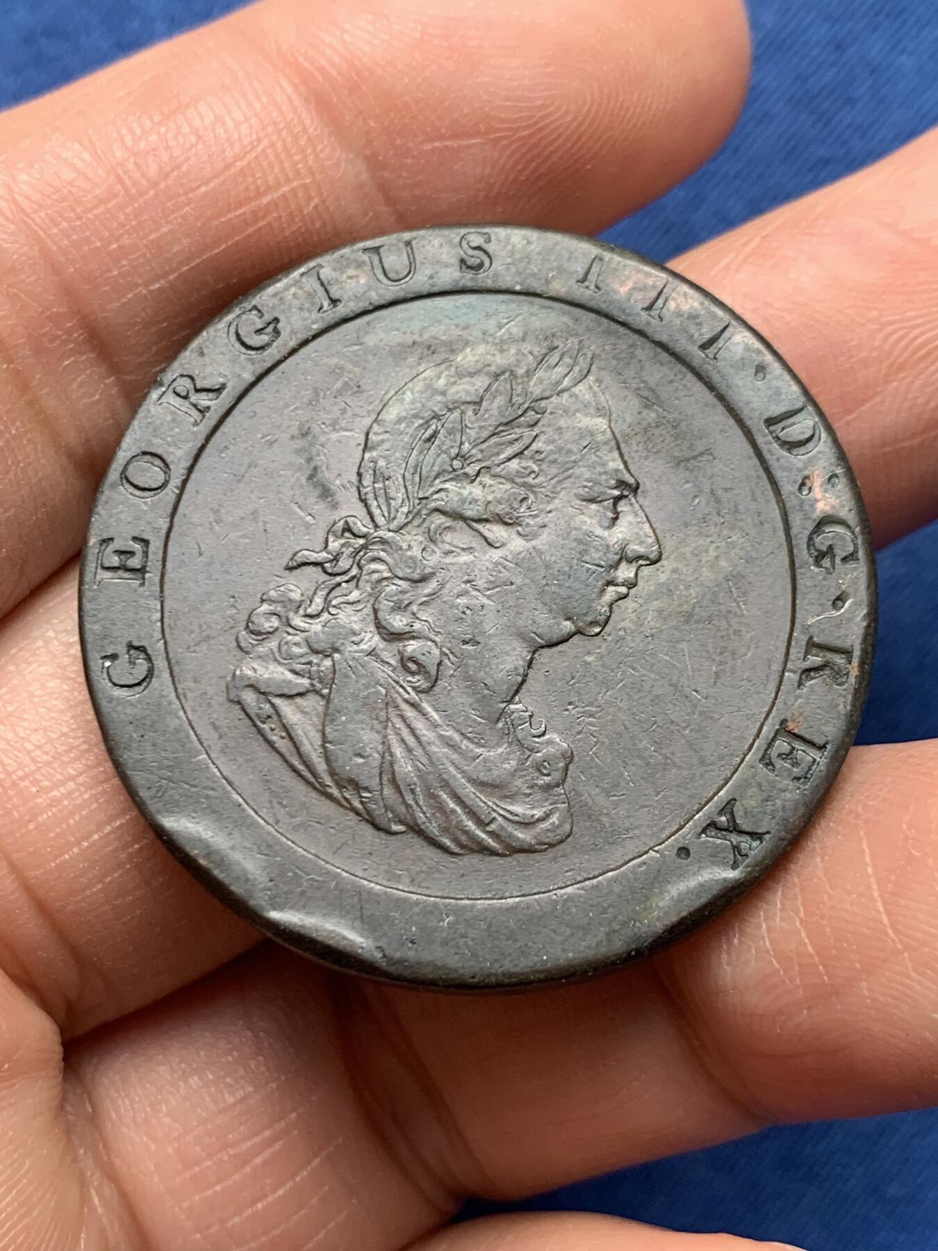 《竞宝斋》第476场 周日，周一 2场连拍 （全场包邮）欢迎送拍 英国1797年乔治三世车轮1便士铜币