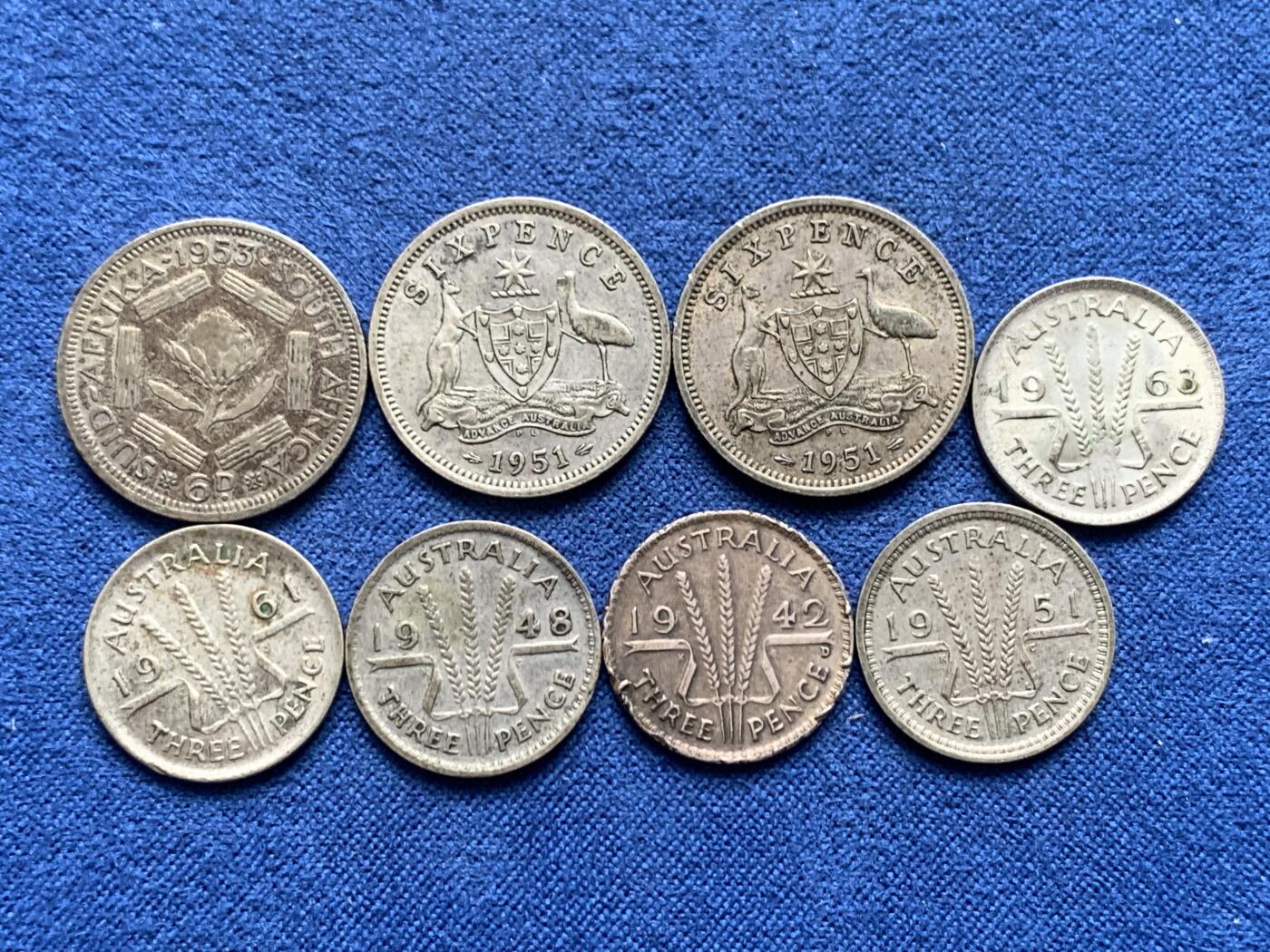 《竞宝斋》第476场 周日，周一 2场连拍 （全场包邮）欢迎送拍 八枚一组 英系银币 500银 总重约15.4g