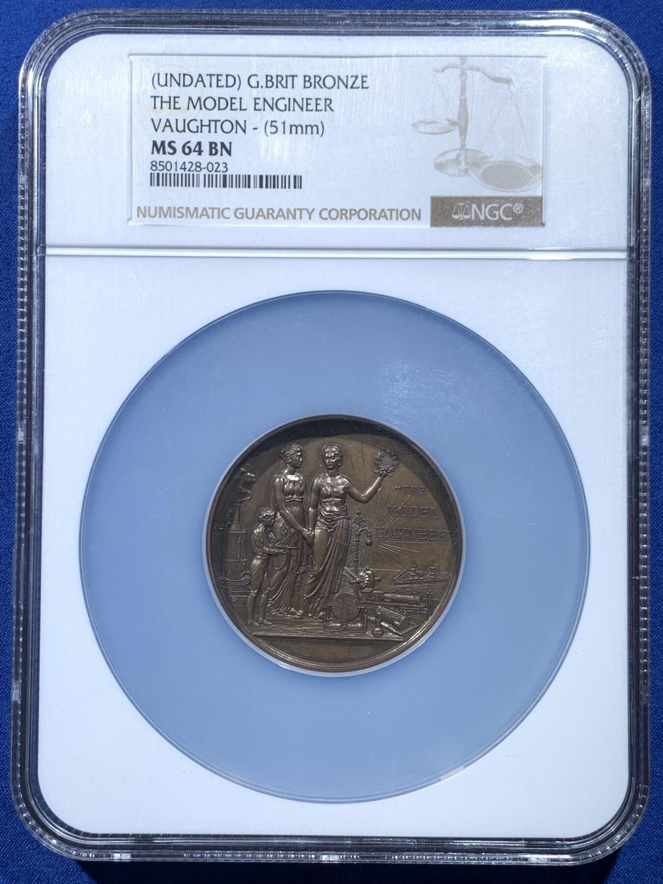 《竞宝斋》第476场 周日，周一 2场连拍 （全场包邮）欢迎送拍 NGC MS64BN 模型工程师铜章 51mm 加大加厚盒