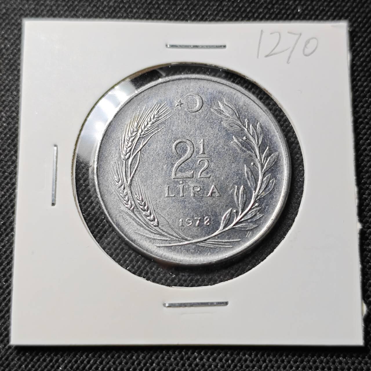 KK钱币收藏小铺  第412期 2月预留时间 周末发货 1972土耳其2.5里拉 