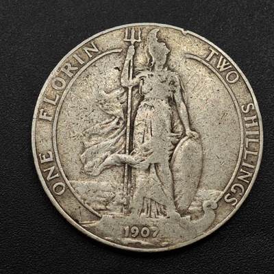 【淘币小摊】实时拍第八百八十五拍   小银币场    每周一统一发货 - 英国1907年爱德华七世海神弗洛林银币
