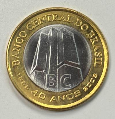 S&S Numismatic世界钱币-拍卖 第124期  - 巴西2005年 中央银行成立40周年 1里亚尔双色纪念币