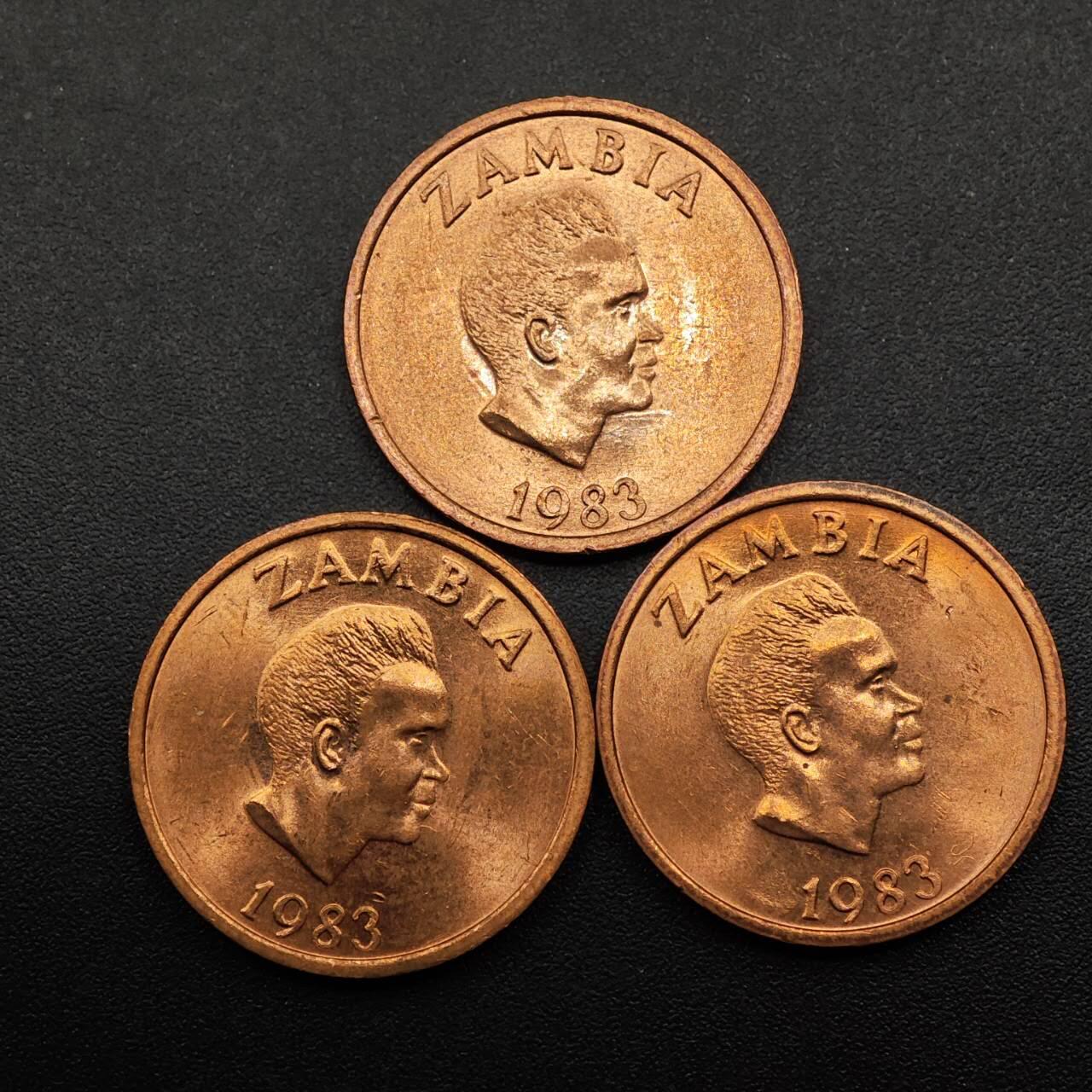 【淘币小摊】实时拍第八百八十六拍   散币场    每周一统一发货 赞比亚1983年2恩韦铜币2枚