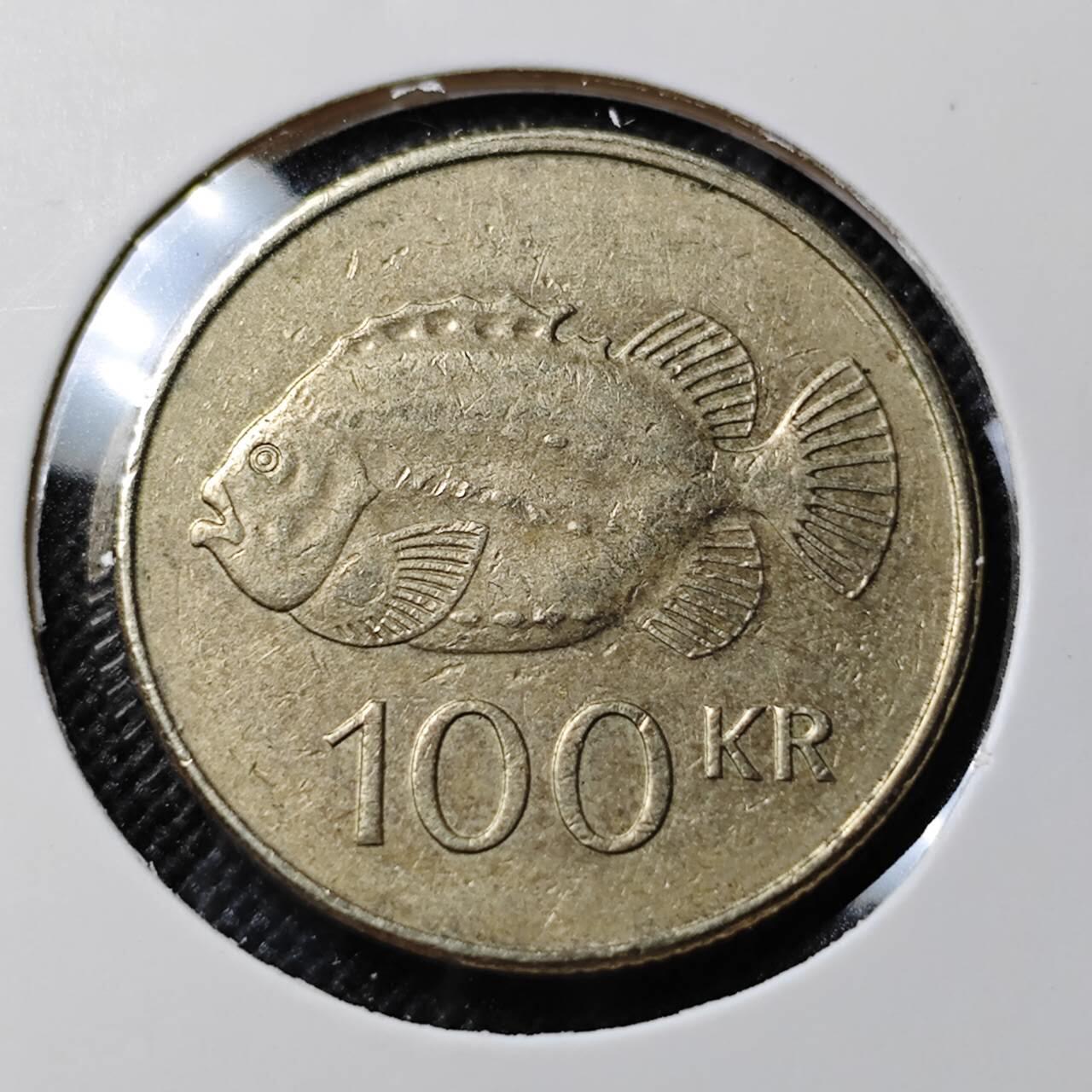 KK钱币收藏小铺  第412期 2月预留时间 周末发货 2004冰岛100克朗 