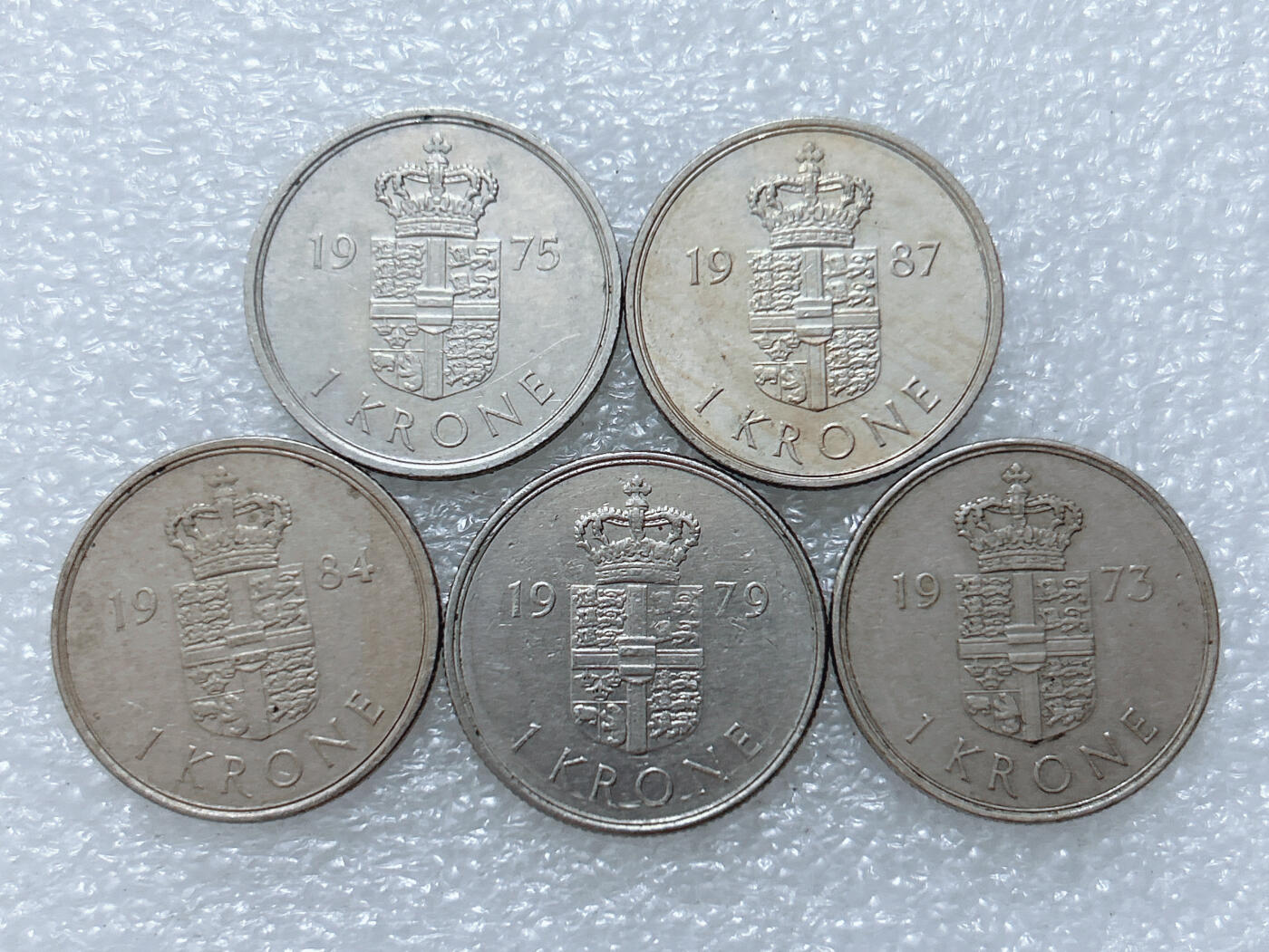 第一海外回流一元起拍收藏 散集专场  第310期 丹麦玛格丽特二世1克朗硬币 5枚