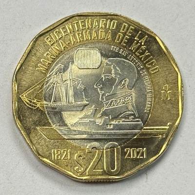 S&S Numismatic世界钱币-拍卖 第124期  - 墨西哥2021年 墨西哥海军成立200周年 20比索双色纪念币