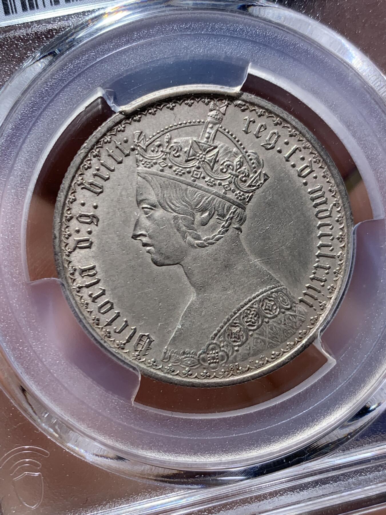 《竞宝斋》第476场 周日，周一 2场连拍 （全场包邮）欢迎送拍 NGC AUD 英国1873哥特弗洛林，少见年份，一流状态细节，AU92过于严苛