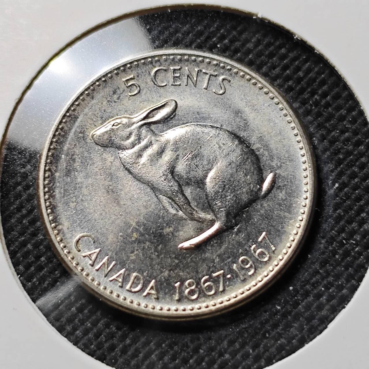 KK钱币收藏小铺  第412期 2月预留时间 周末发货 1967加拿大5分 纪念币