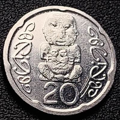 泉币菌-第218场-拍品多 请提前出价 - 新西兰20分硬币 毛利人图腾女王 21.7mm 大洋洲硬币