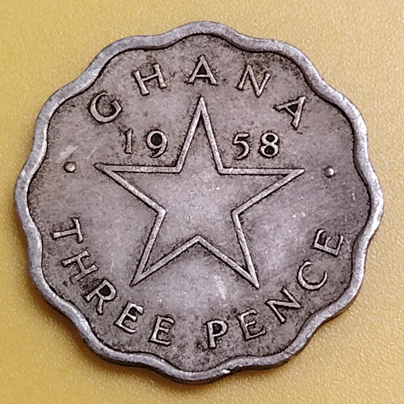 布加迪🐬～世界钱币(上海)🌾第 286 期 /  各国套币和散币 加纳 1958年 3便士