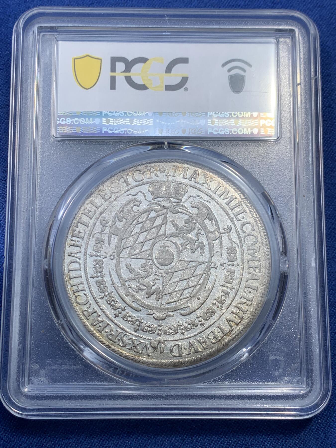 《竞宝斋》第476场 周日，周一 2场连拍 （全场包邮）欢迎送拍 PCGS AU55 巴伐利亚选侯国 1625 泰勒银币 打制细节与光度顶级，品相明显低评 首位选侯马克西米利安一世于三十年战争时期发行