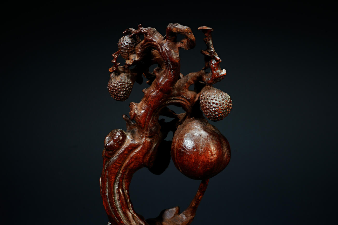 上海都达杂项专场六十七【全场包邮】 清代老黄杨木精雕《硕果累累》摆件95-6