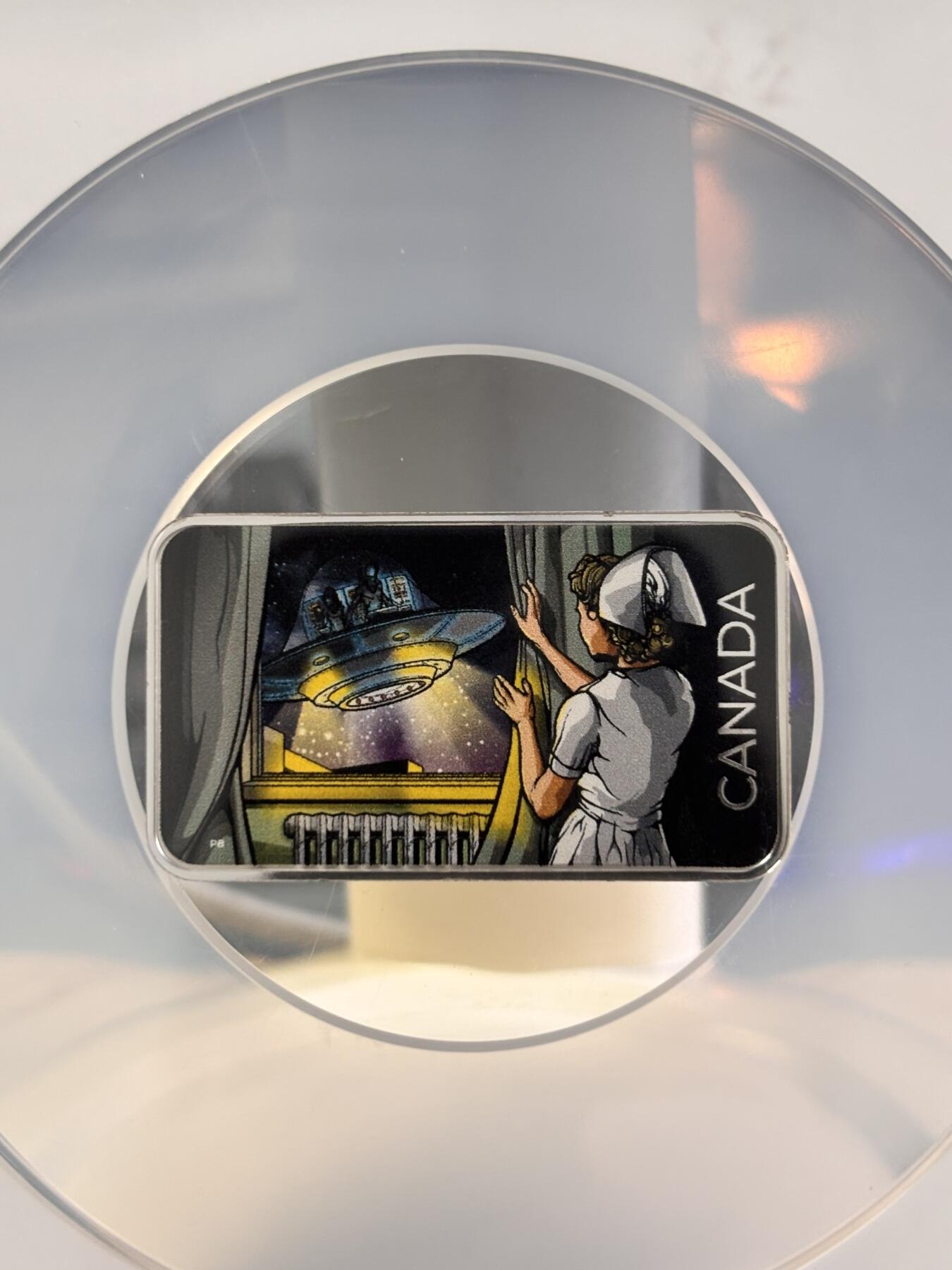 第196期拍卖 加拿大2023年UFO不明飞行物邓肯事件银币NGC-PF70，9999银，发行7500枚