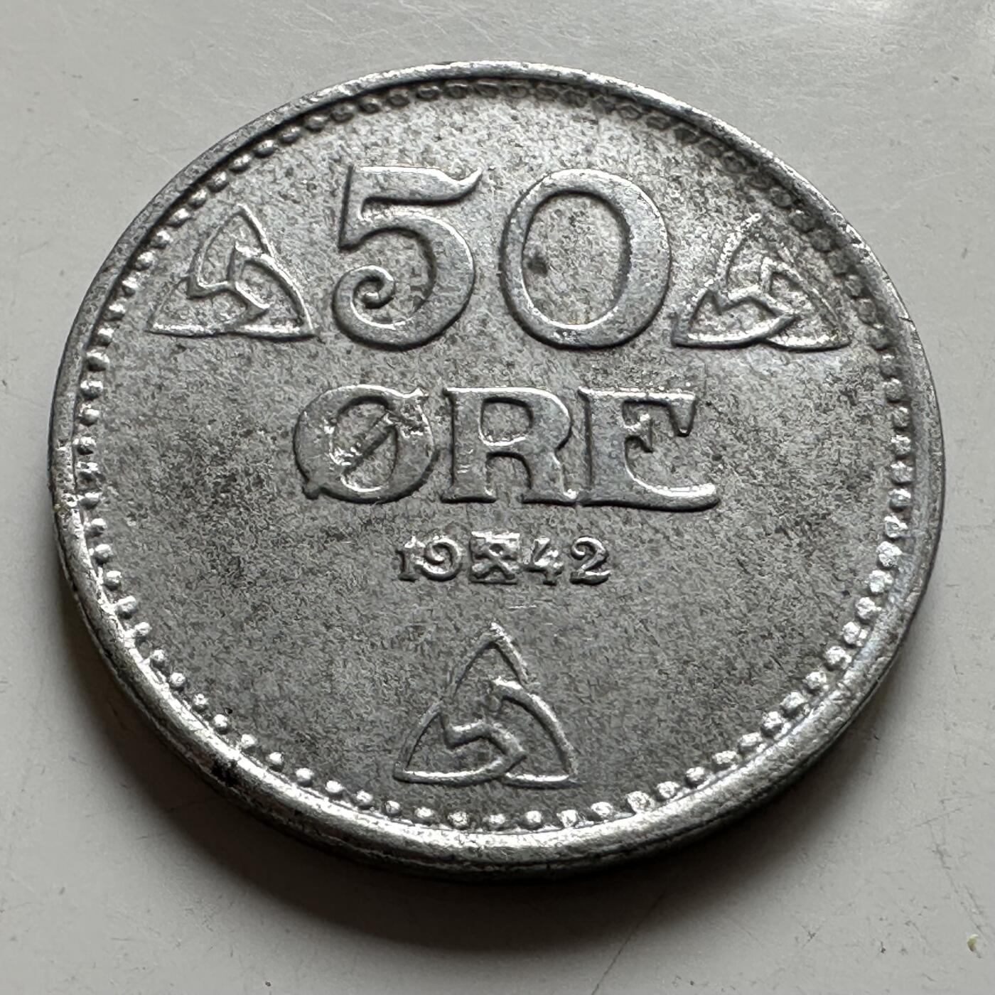 🌹外币初藏🌹🐯2026年第35场   每周二四六晚8️⃣点 接代拍 德占挪威1942年50欧尔 锌币