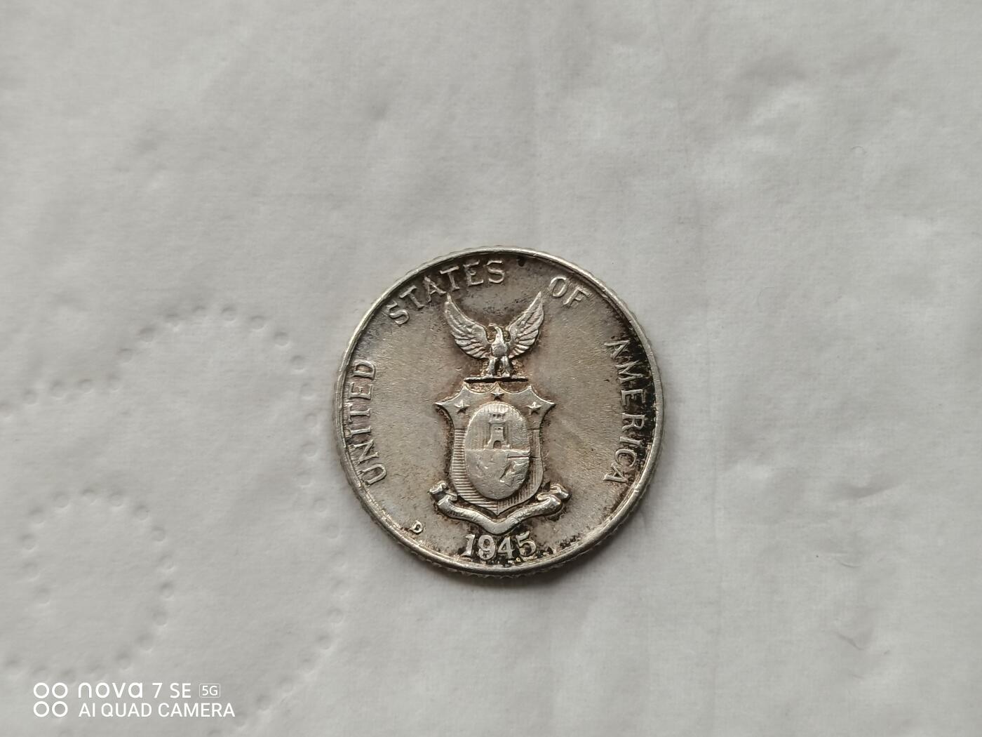 银币 1945年美属菲律宾10分小银币