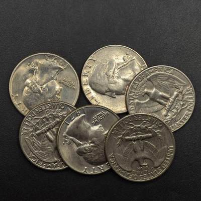 【淘币小摊】实时拍第八百八十六拍   散币场    每周一统一发货 - 美国1973年25分6枚