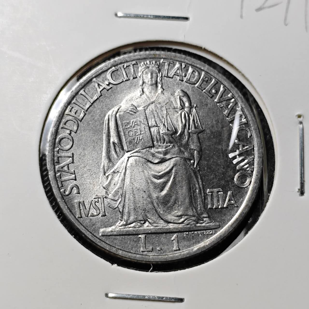 KK钱币收藏小铺  第412期 2月预留时间 周末发货 1942梵蒂冈1里拉 好品