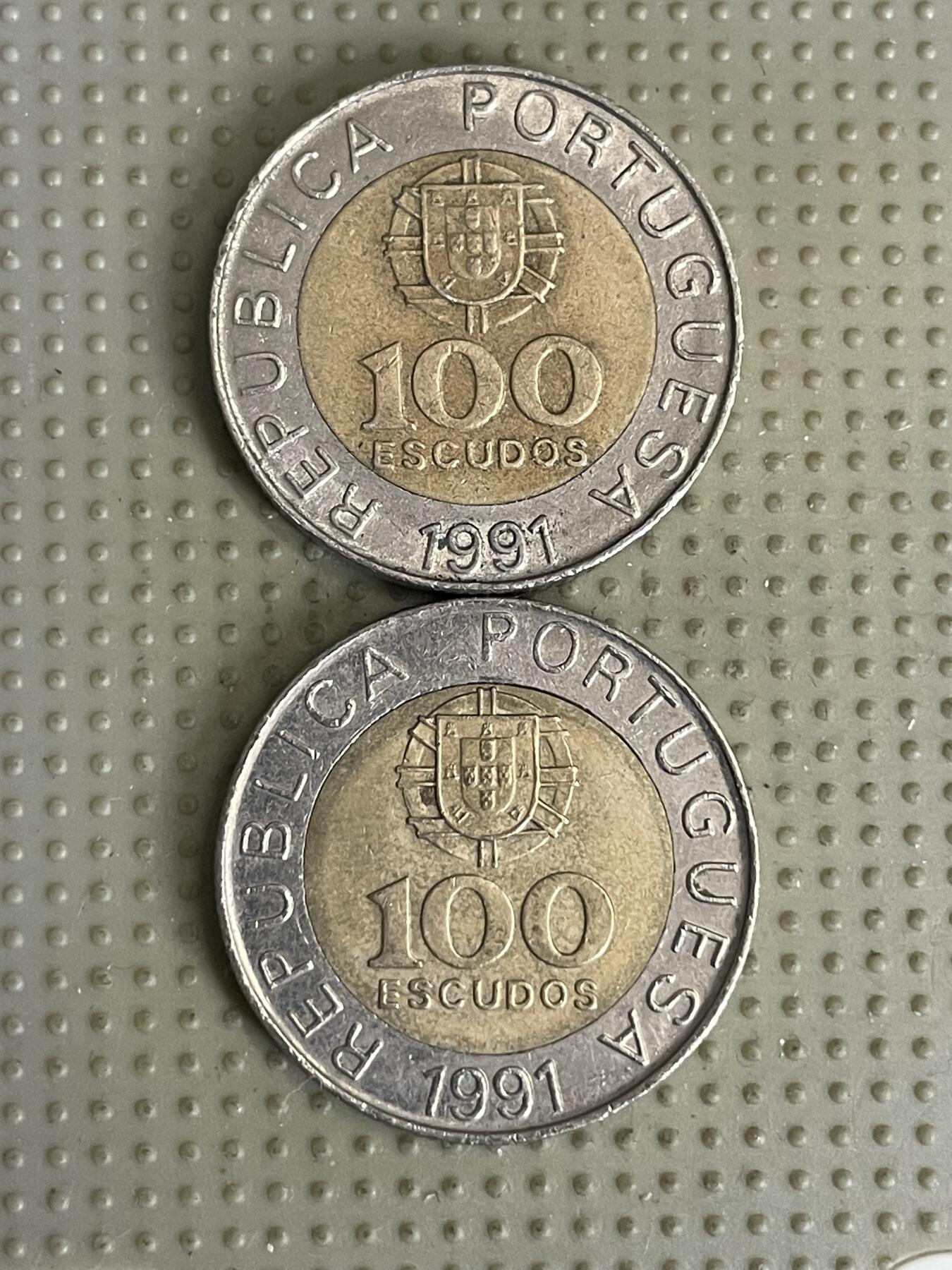 2026年第41场各国散币拍卖（总第191场） 葡萄牙1991年100埃斯库多2枚