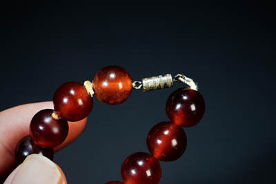 上海都达杂项专场103【全场包邮】  清代欧洲回流天然老琥珀圆珠项链95-10